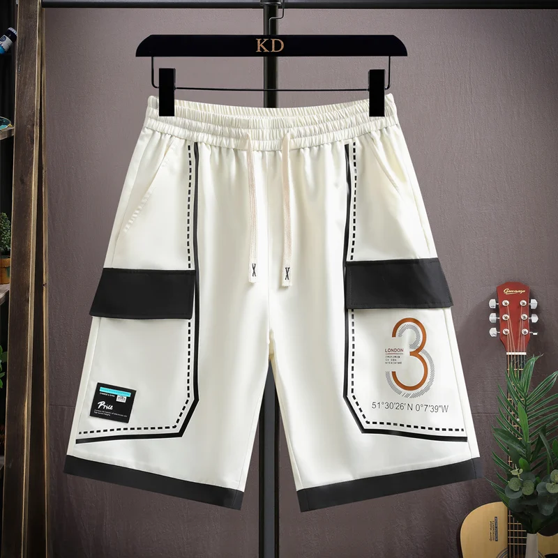

Casual Versatile Thin Summer Workwear Shorts Men's Beach Five-Quarter Loose Straight Fashion Brand Shorts Urban Style Polyest...