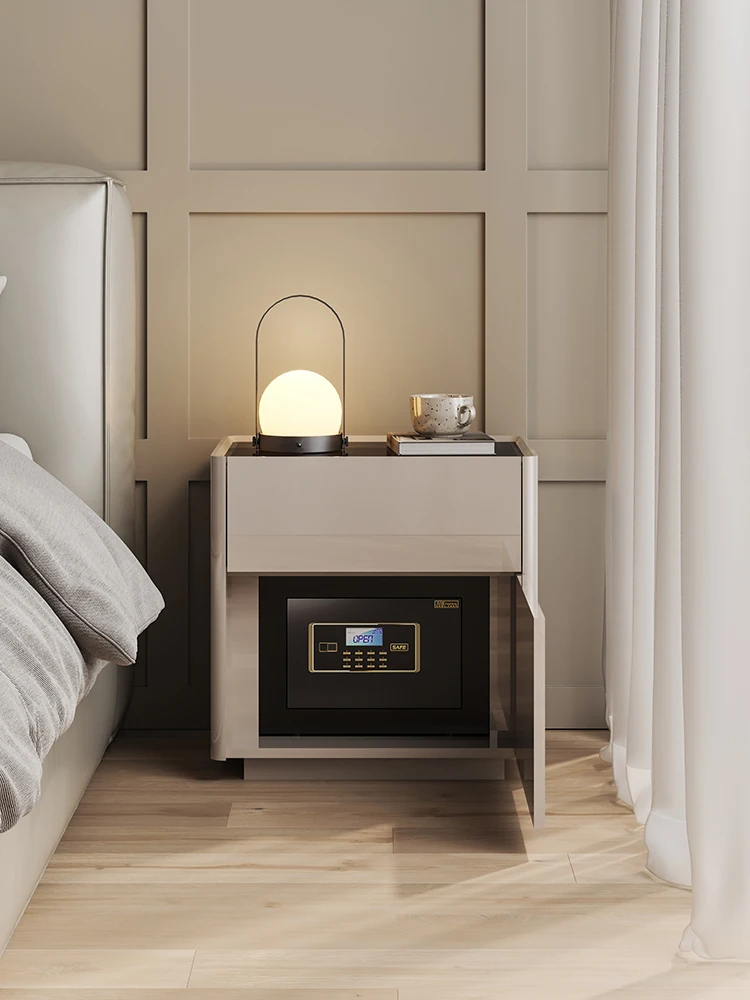 Bedside table, safe, integrated small bedside storage cabinet with lock, household light luxury high-end bedroom