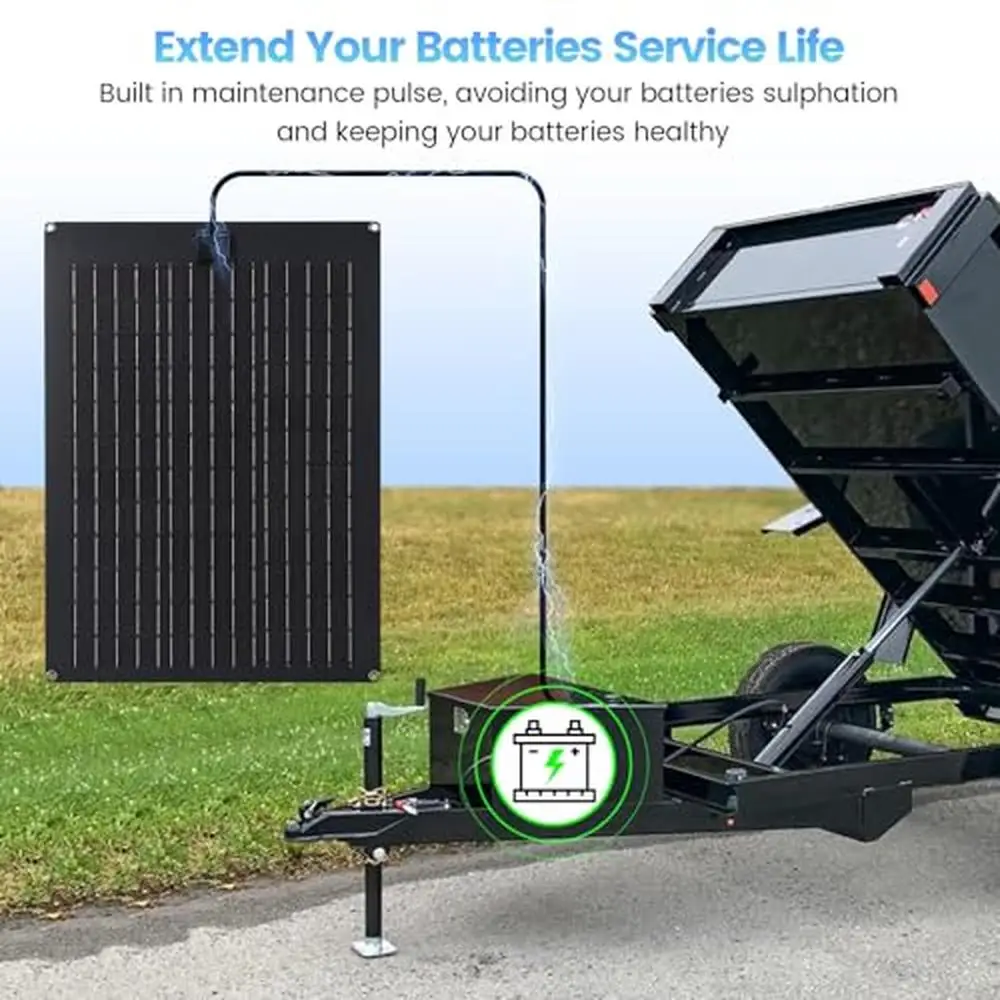 20W Solar Battery Charger Maintenance Kit Dump Trailer Pulse & Intelligent MPPT Charge Waterproof Easy to Use Wide Application