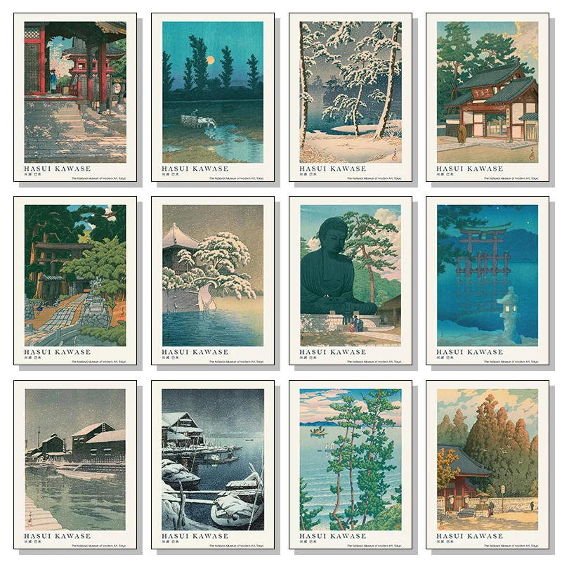 Hasui Kawase National Museum Poster Traditional Japanese Woodblock Prints Canvas Painting Wall Art Pictures Home Room Decoration