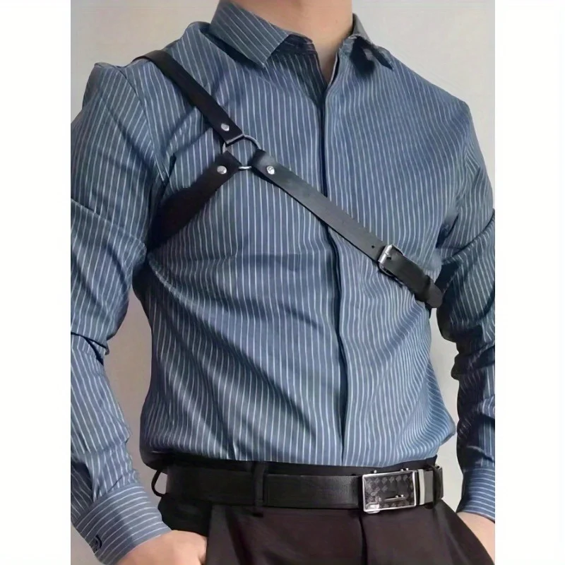 Gothic-Korsettgürtel für Herren, verstellbarer Brustmieder, PU-Kunstleder-Material, für Gothic-Kleidungszubehör, Body Harn