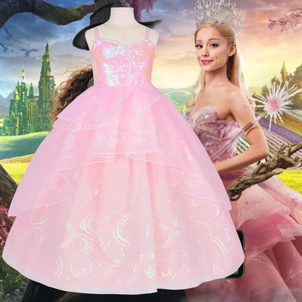 

Хэллоуин, европейская и американская волшебная ведьма, Глинда, розовое платье для косплея, детский сценический костюм, платье для взрослых