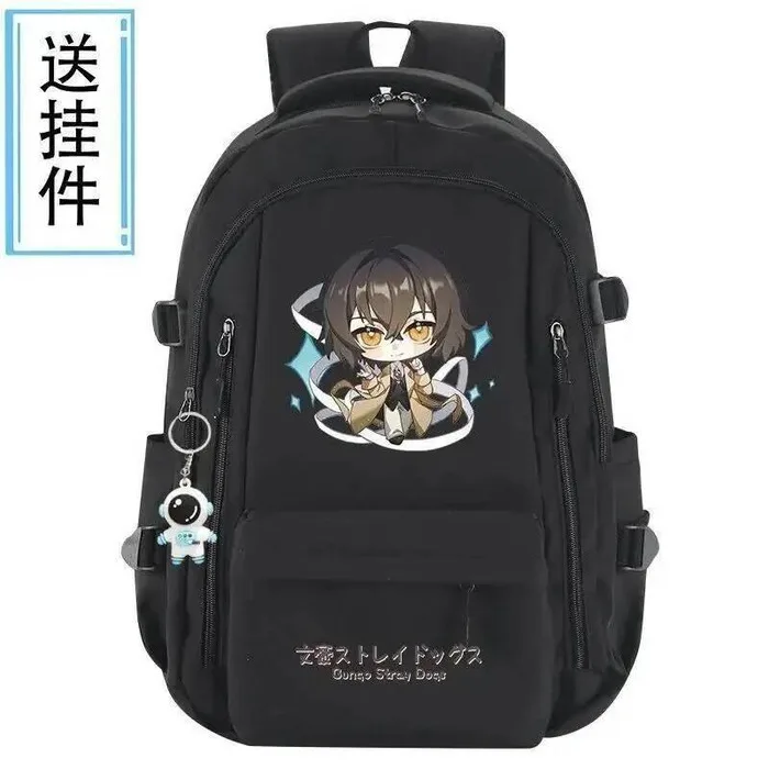 

Breathable Mesh Black White Bungo Bungou Stray Dogs Student School Bags Large Capacity Backpacks Anime Game