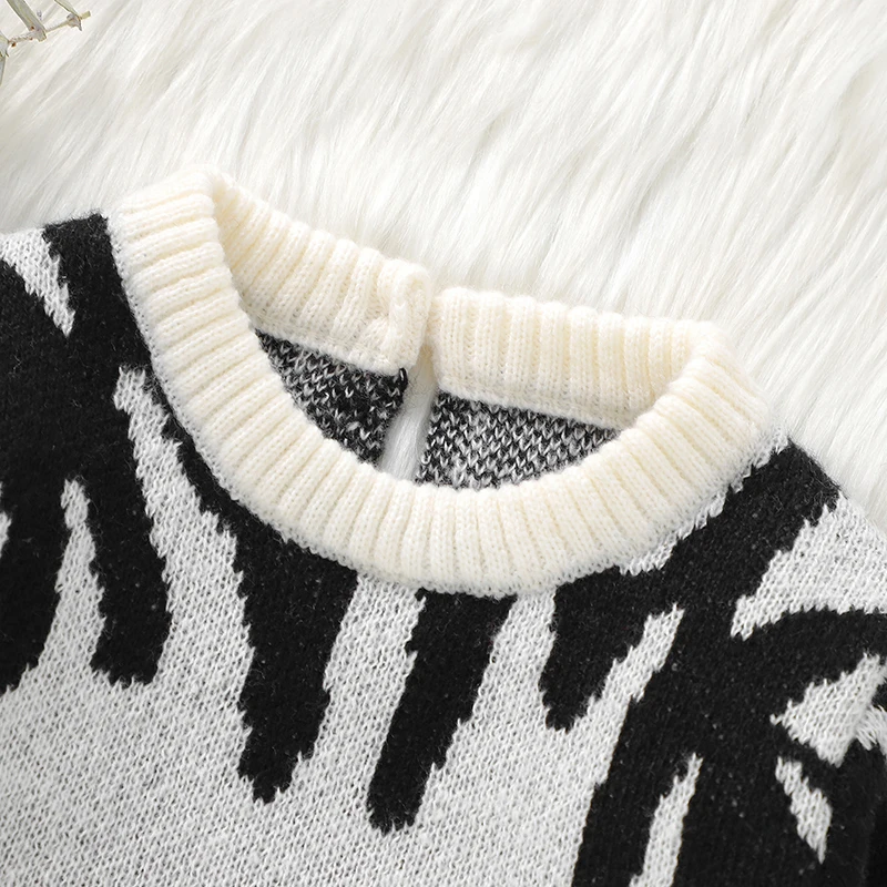 Baby Boys Sweaters Clothes Winter Casual Crew Neck Long Sleeve Knitted Newborn Infant Pullovers 1-3Y Toddler Outwear Jumpers Top