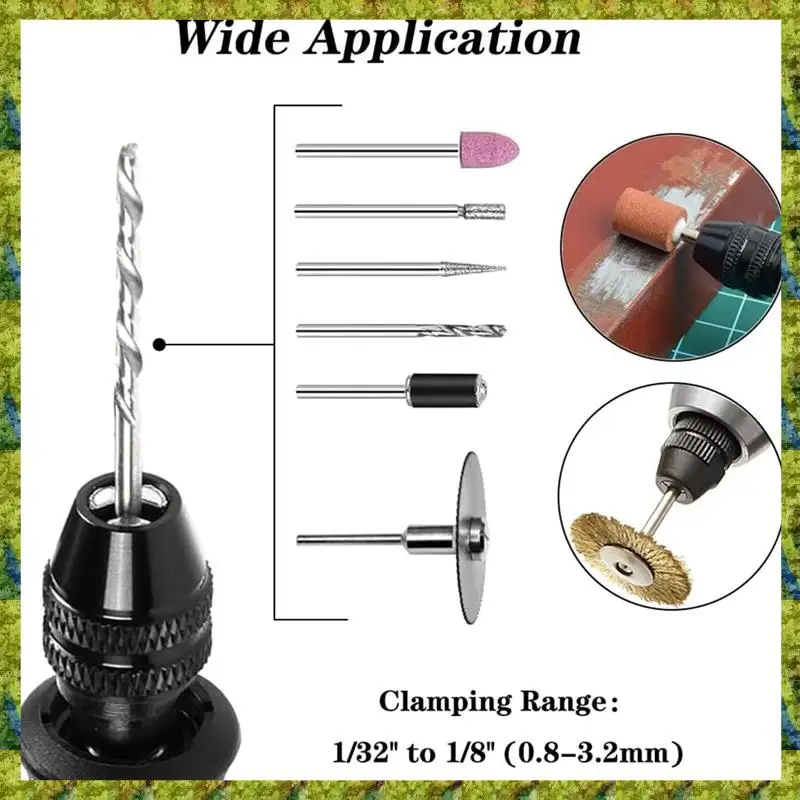 UISN 16PCS Drill Chuck Collet Set, 4486 Keyless Quick Change Chuck Rotary Tool With Replacement 4485 Brass Collet Nut Set