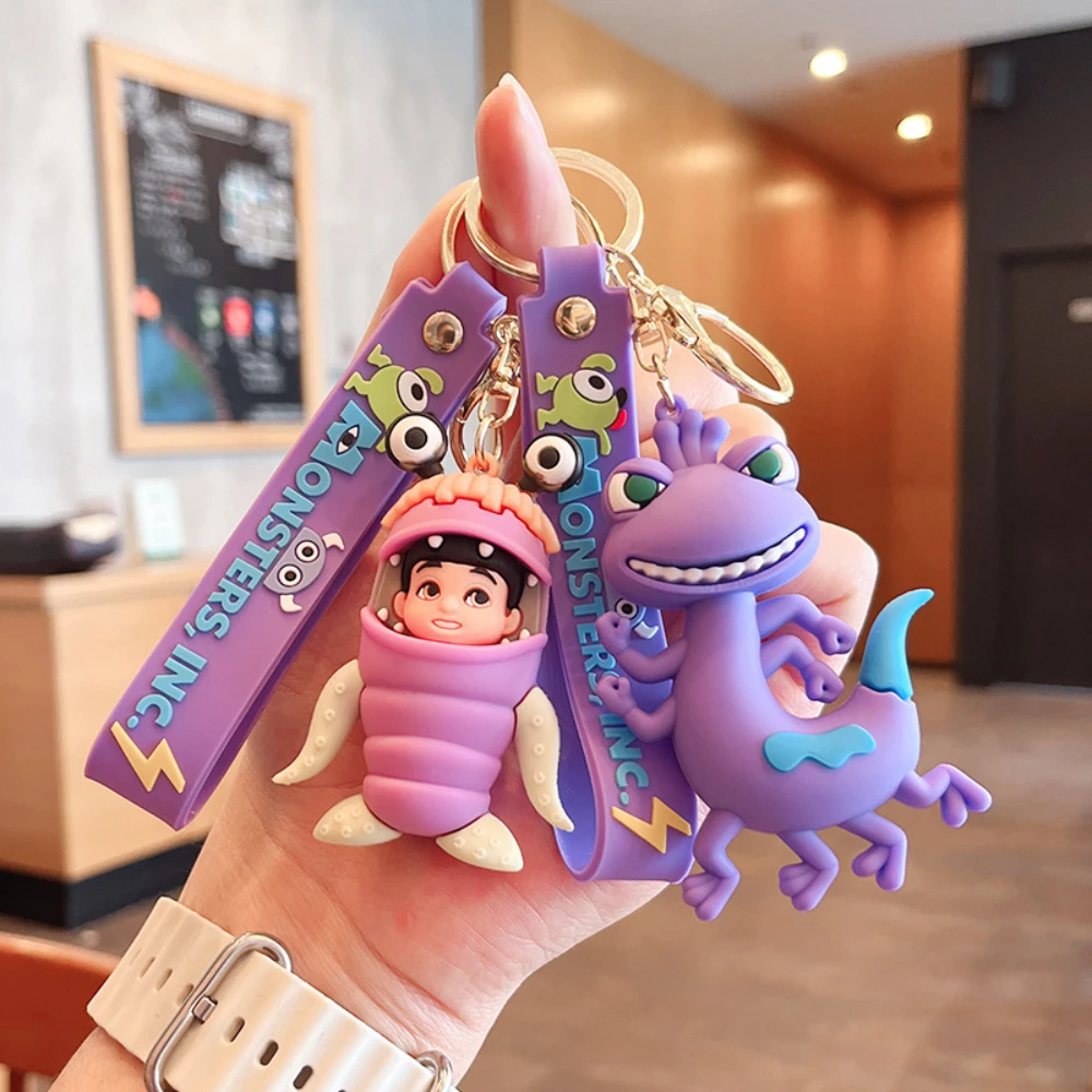 Creative cartoon monster power company keychain shaggy monster monocle chameleon key chain men and women pendant