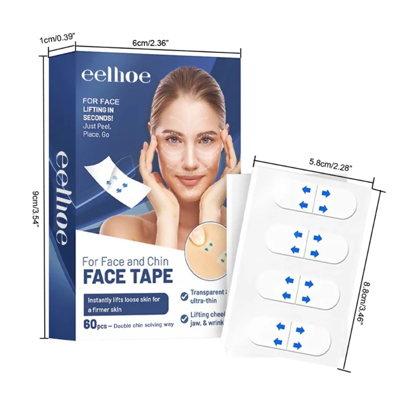 60pcs Face Lift Tape,Face Lifting Tape Invisible Makeup Tape Face Lift Neck Tape Drop Shipping