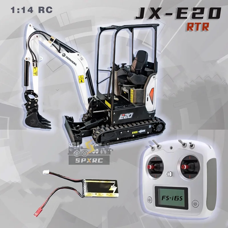 RC Excavator Hydraulic Metal Model JX-E20 1/14 RTR Hydraulic Mini Mechanical Model Radio Controlled Crawler Car Model Toy Gift