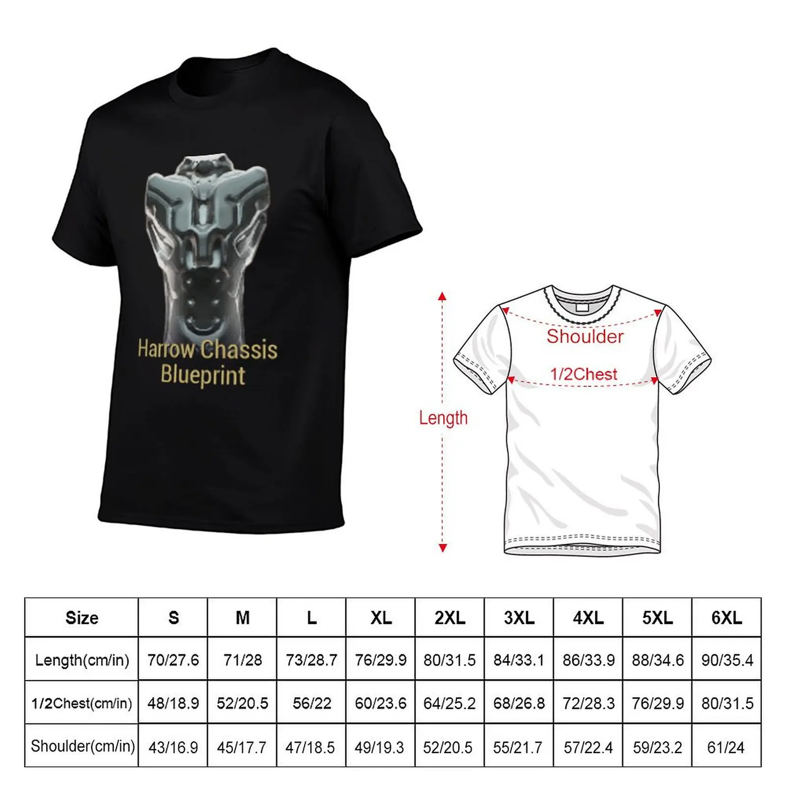 Harrow Chassis Blueprint Warframe Tennocon Meme T-Shirt man graphic t shirt cotton t shirt man T-Shirt