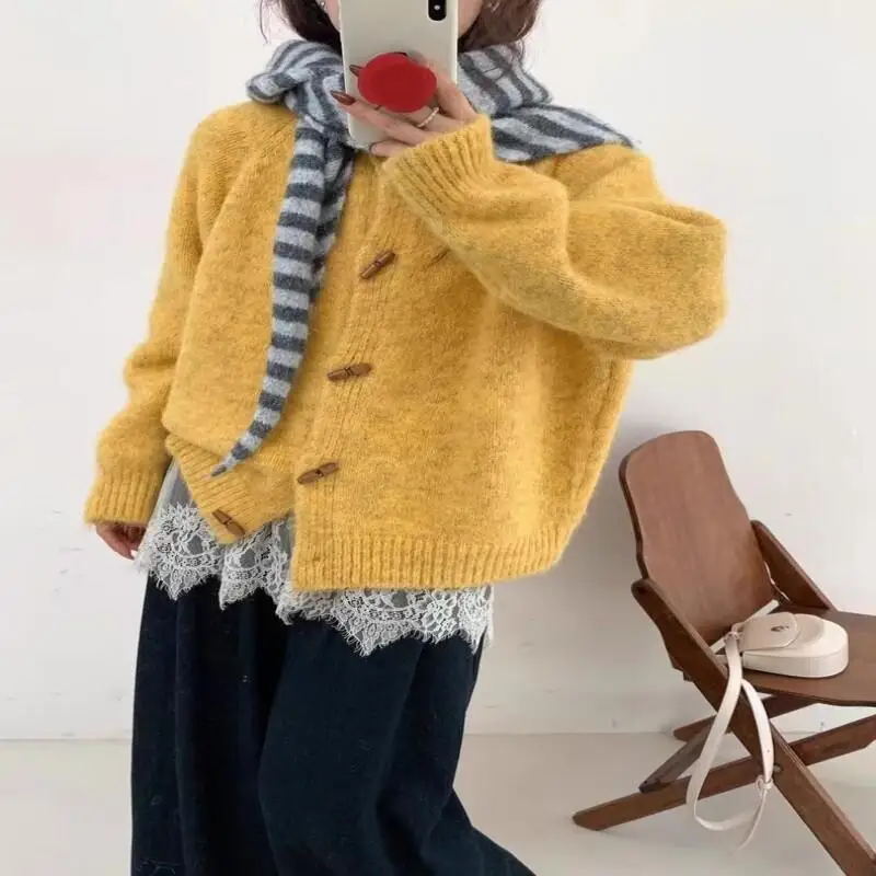 

Girl Knitwear Women's Cardig Cardigan Woman Long Pulls Femmes Cardigans Female Clothing Clothes 2025 Soft Keep Warm Sweater