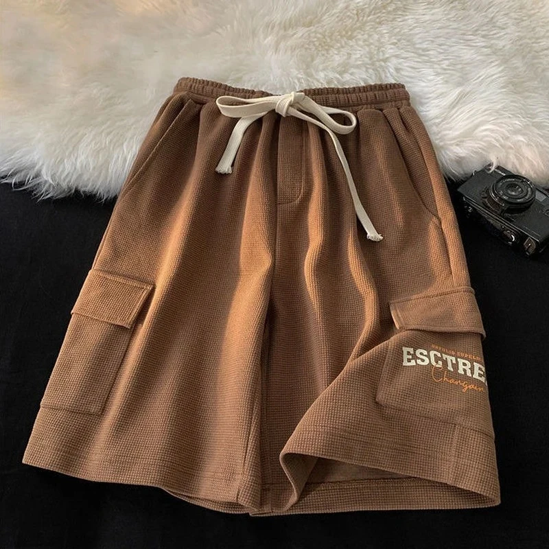 MEXZT Cargo Shorts Women Summer Streetwear Wide Leg Straight Shorts Bf Loose Casual Drawstring Five-Point Sports Short Pants