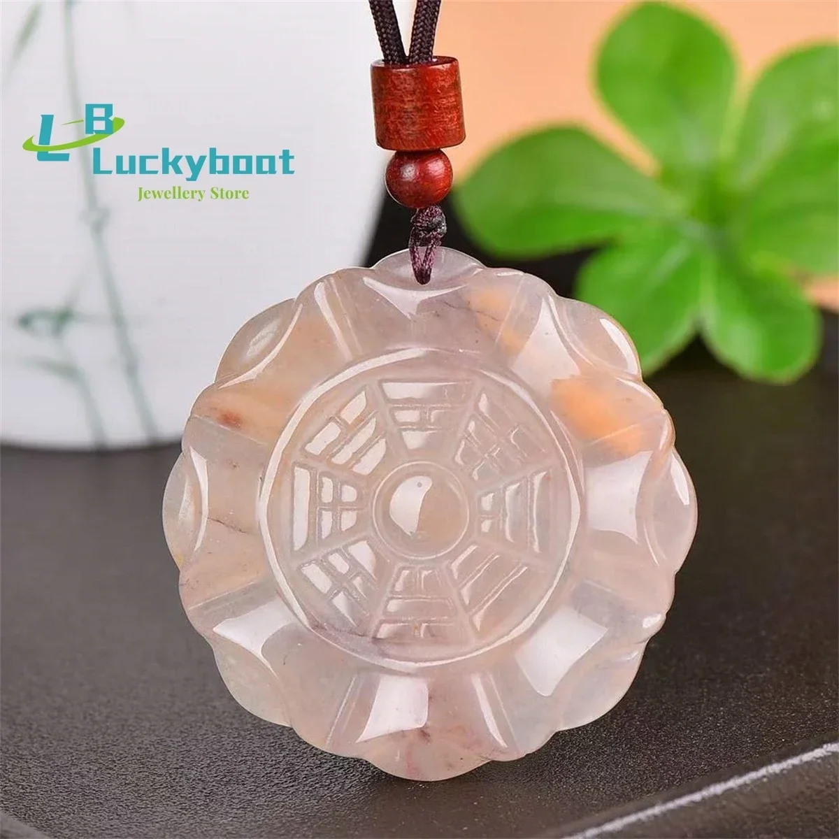 Natural Gold Silk Jade Violet Eight Trigrams Pendant Simple and Generous Personality Exquisite and Versatile for Men and Women