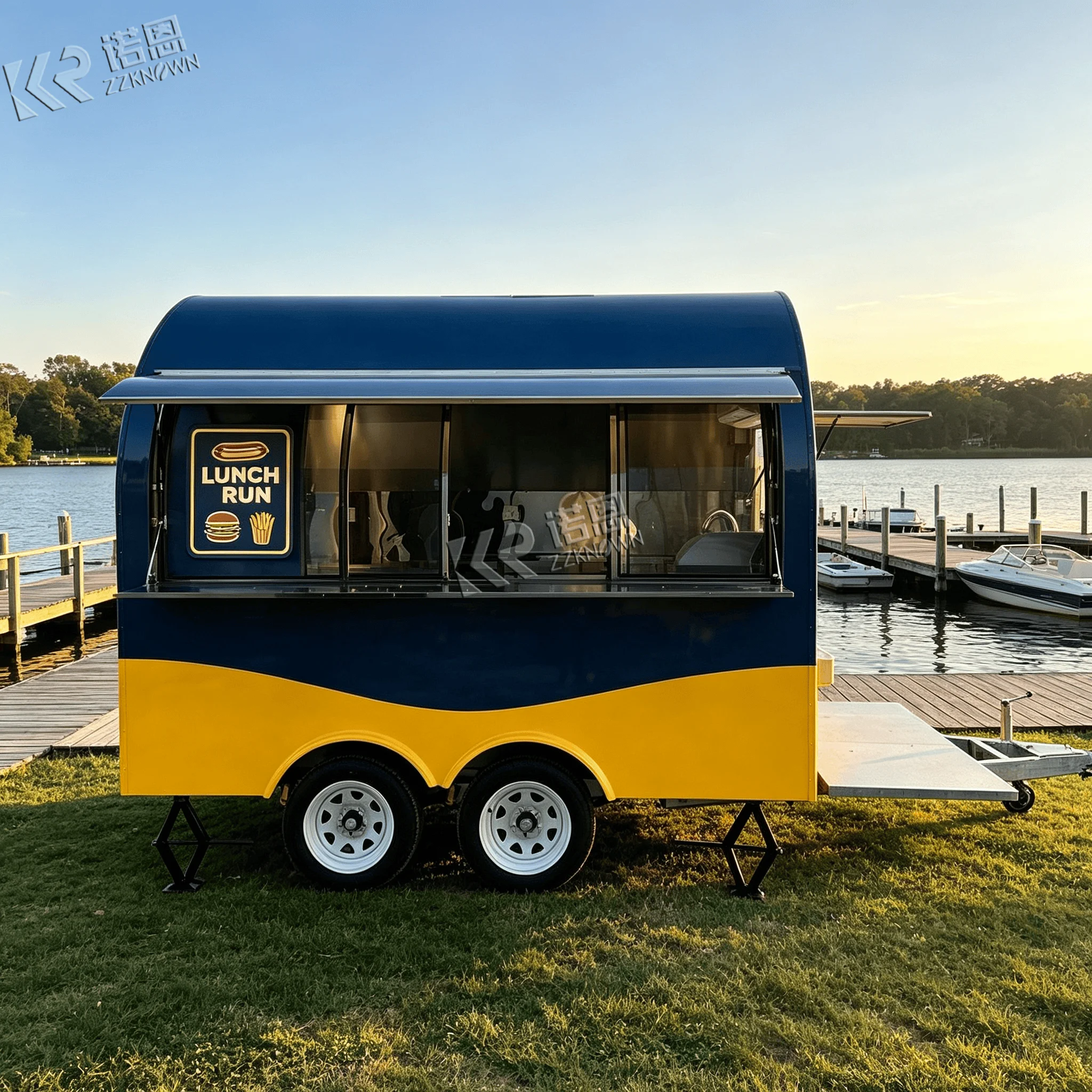 2.8m Curved‑Body Mini Mobile Food Trailer With Fresh Water Tank for Park Light Refreshment Sales