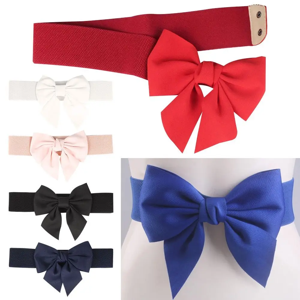 

Модные женские универсальные простые пояса, эластичные пояса с большим бантом, широкие ремни, эластичный корсет