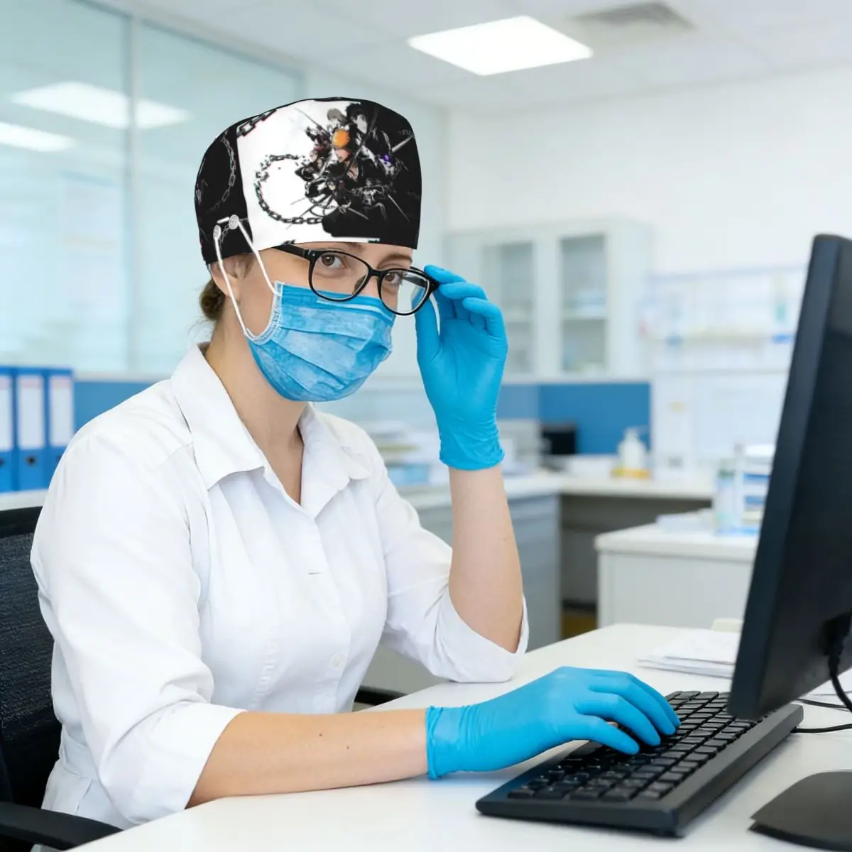 Ichigo Kurosaki BleachῸ Anime Scrub Hat Doctor Working Surgical Cap Unisex Adjustable Nursing Caps for Dentist