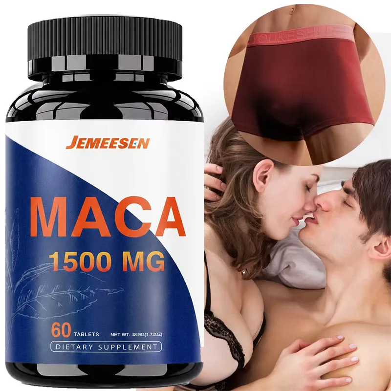 Maca 1500 MG Men’s Supplement, 60 Tablets with Maca Root, Ashwagandha & Black Pepper, Supports Endurance, Vitality and Hormonal