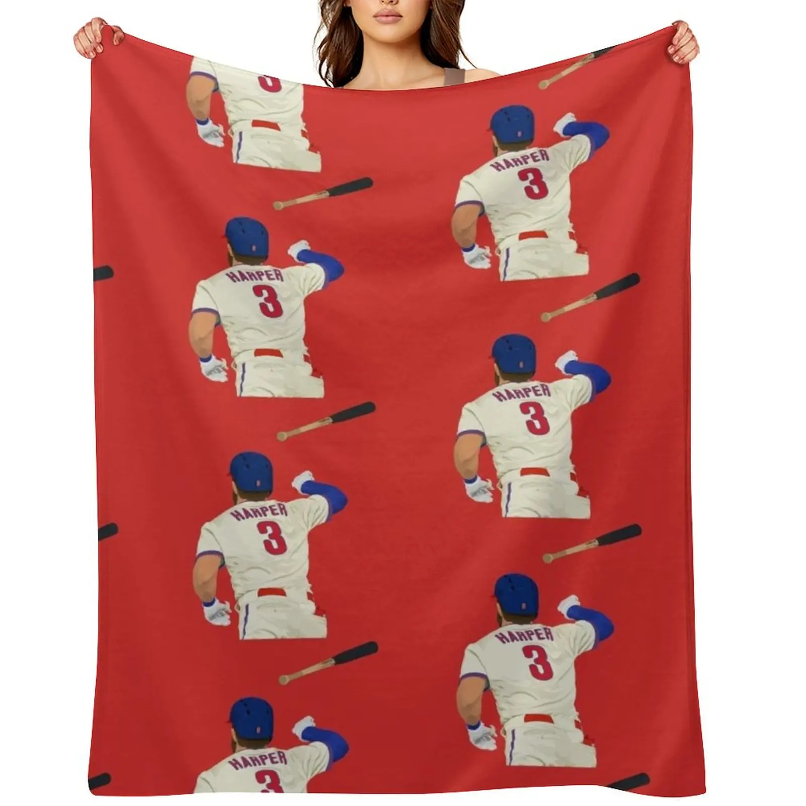 

Bryce Harper Bat Flip Throw Blanket Decorative Throw Winter beds Cute blankets and throws Blankets