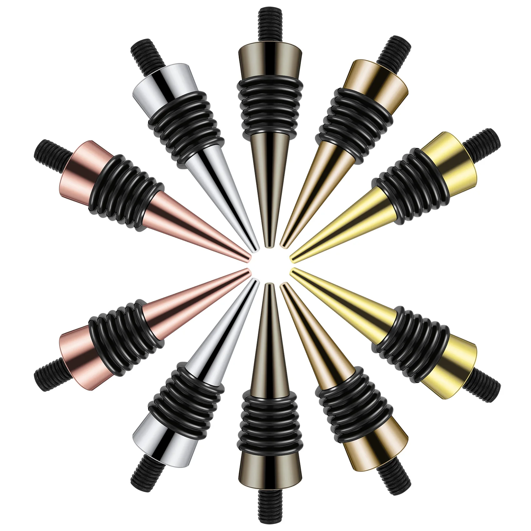 10 Pezzi Tappo per Bottiglia Vuota con Inserti per Tappo per Vino in Metallo con Palo Filettato Set Hardware per Progetto Fai da Te per Tornitura del Legno