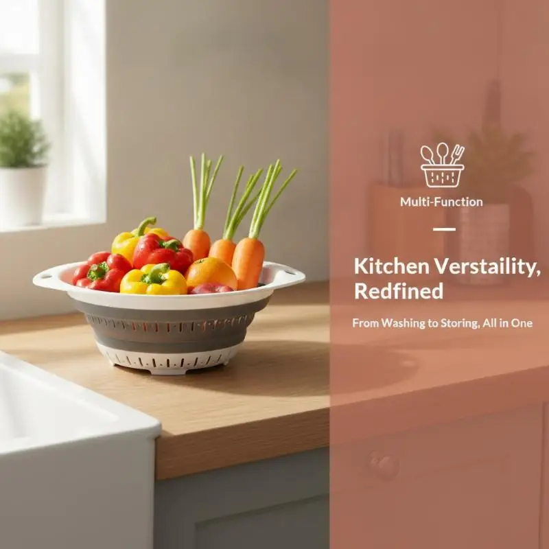 Panier égouttoir pliable en silicone durable, bol de lavage pliable pour fruits et légumes, idéal pour les étudiants en résidence et les petites cuisines