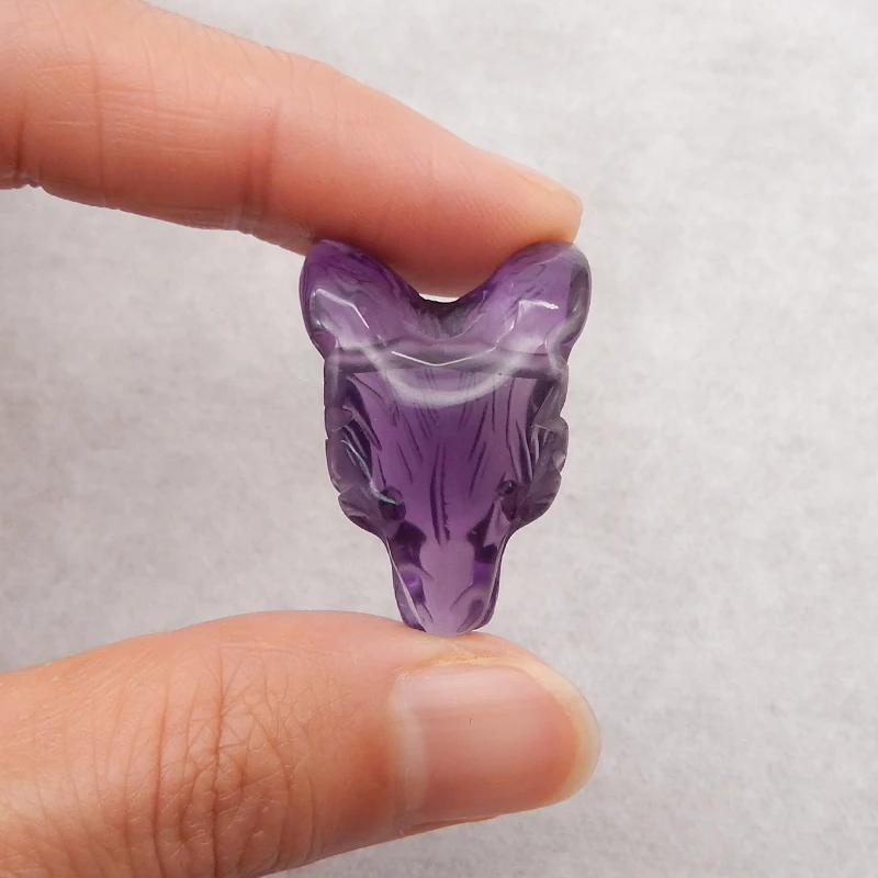 Handmade Jewelry Wolf Head Pendant Bead,Piezoelectric Quartz Animal Pendant DIY Jewelry Necklace Accessories 29x20x12mm 7g