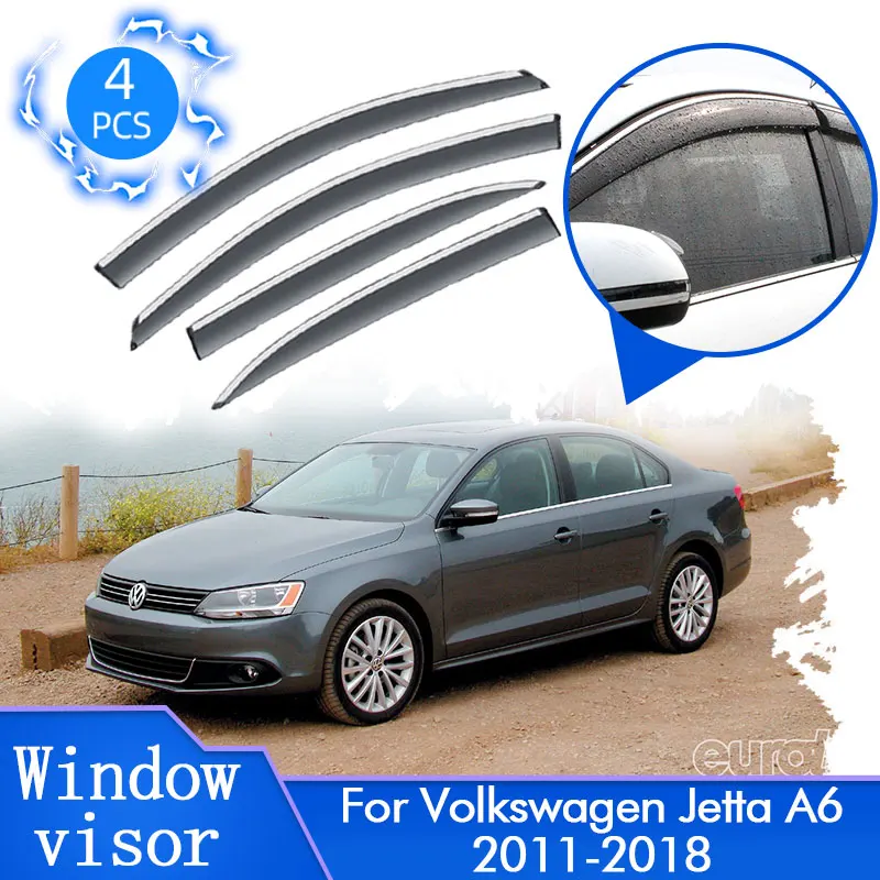 For VW Volkswagen Jetta A6 Vento Typ 1B 2011~2018 Car Deflectors Awning Guards Cover Trim Window Visors Windshield Accessories