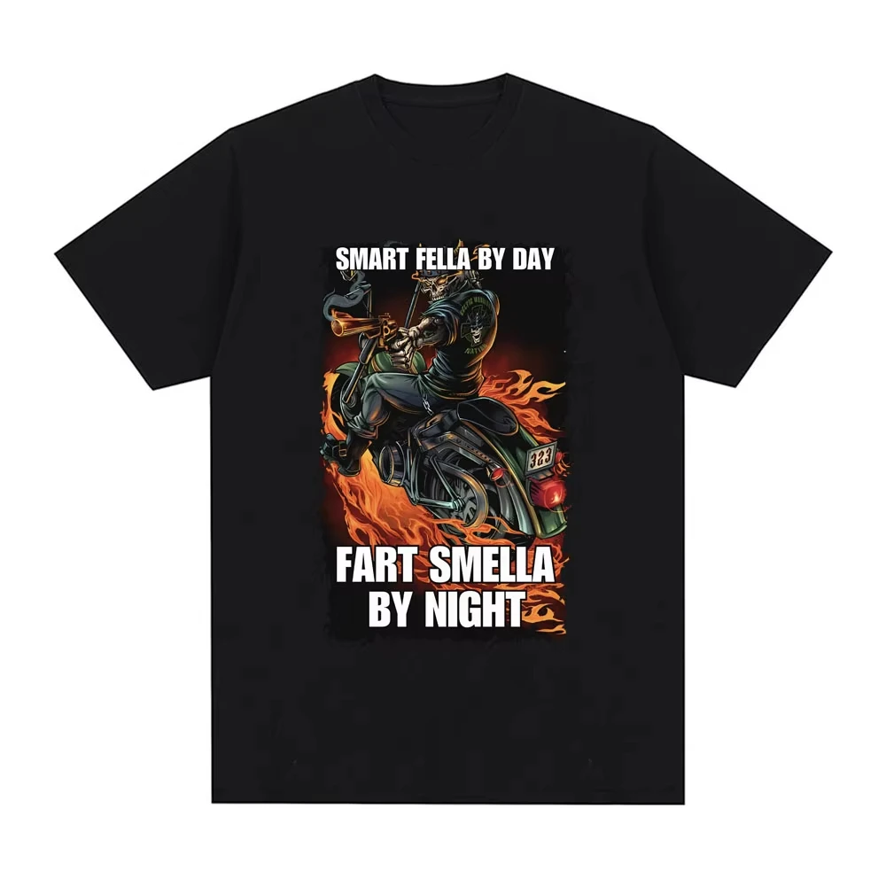 2026 Funny Smart Fella By Day Fart Smella By Night Skeleton Meme Graphic T-shirt Men Women Fashion Vintage Short Sleeve Tees