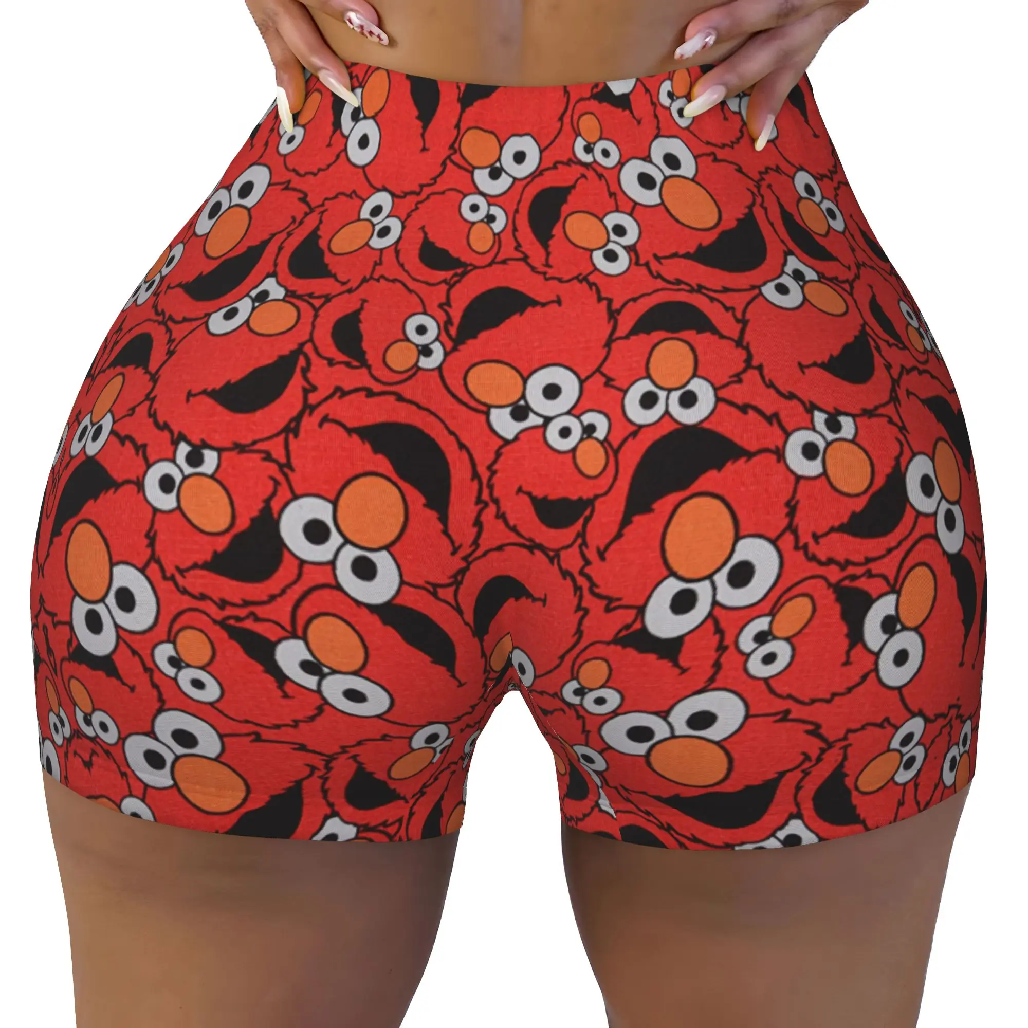 Custom Cookies Anime Monsters Volleyball Biker Gym Shorts Women's Elmo Manga Athletic Workout Yoga Shorts