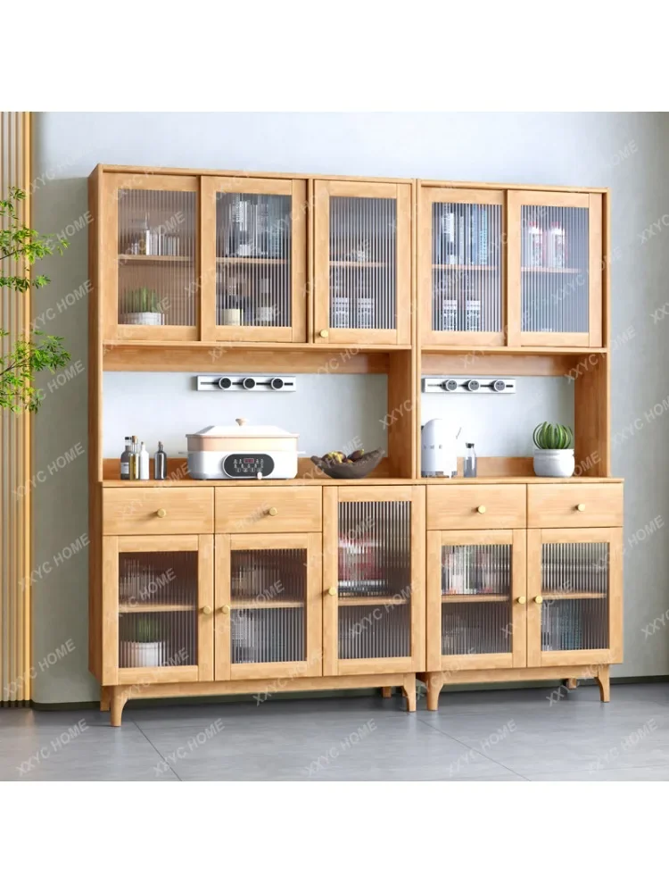 Solid Wood Sideboard Wine Cabinet Wall-Mounted Living Room Cabinet Dining Room Locker Modern Minimalist Kitchen Bowl Cabinet