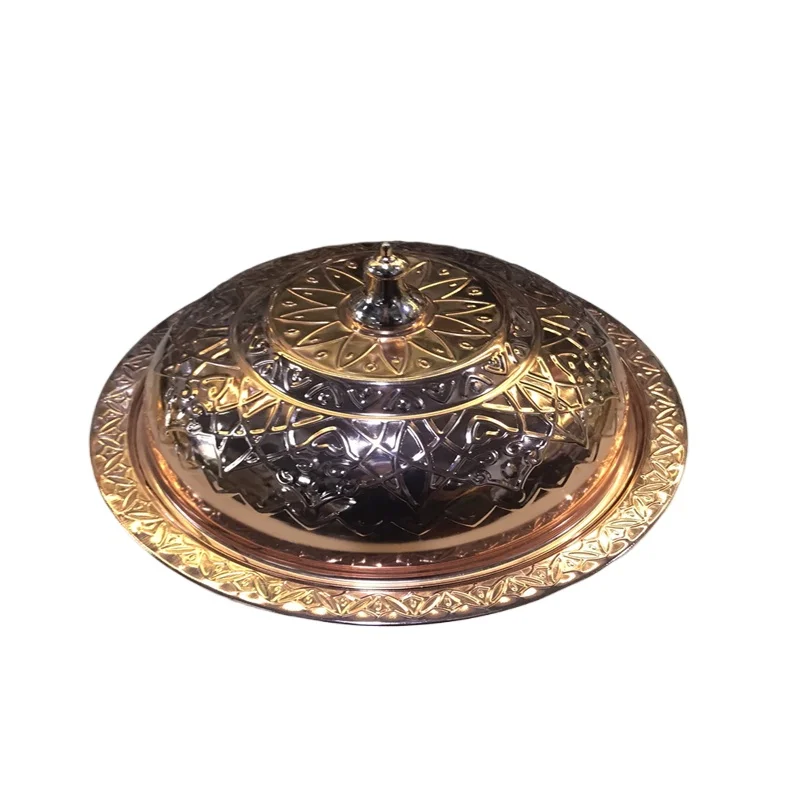 household use home mixed noodles and pull strips Jizdan disc basin round golden big gold Luxury electroplating technology tray