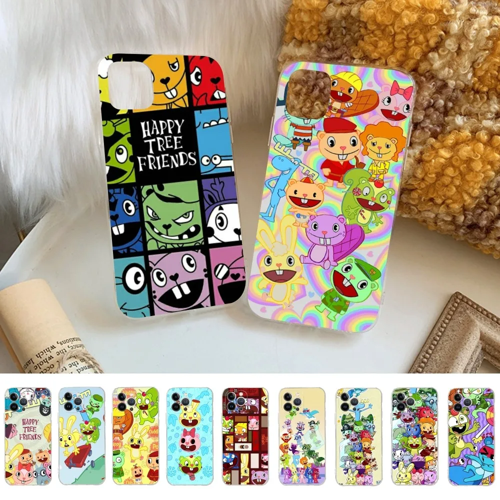 H-Happy T-Tree Friends Phone Case For iPhone 16 15 14 13 12 Mini 11 Pro XS Max X XR SE 6 7 8 Plus Soft Silicone Cover