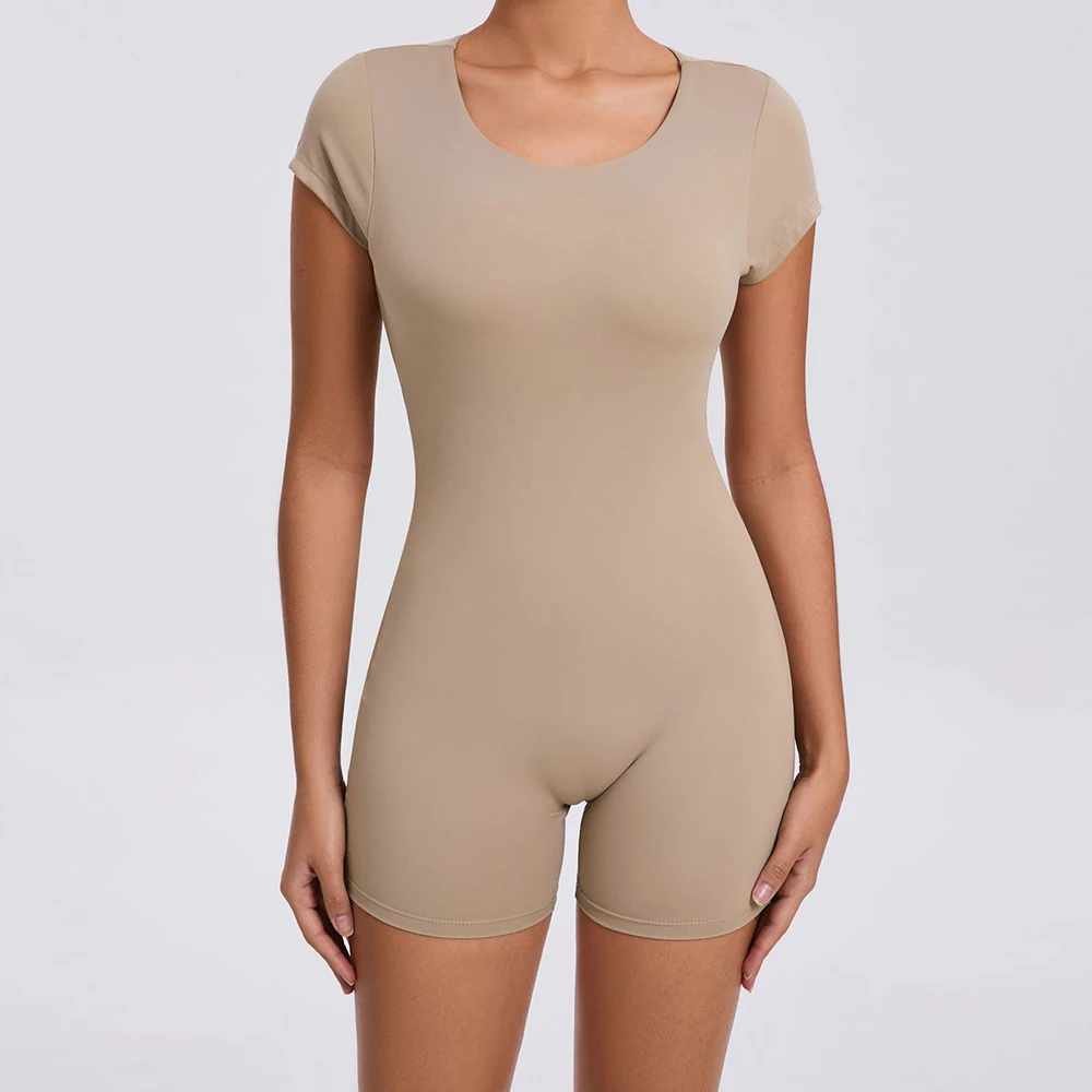 Hollow Backless Gym Bodycon Short Jumpsuit Yoga Set Sportswear Women One Piece Sport Outfit Yoga Romper Sexy Fitness Overalls