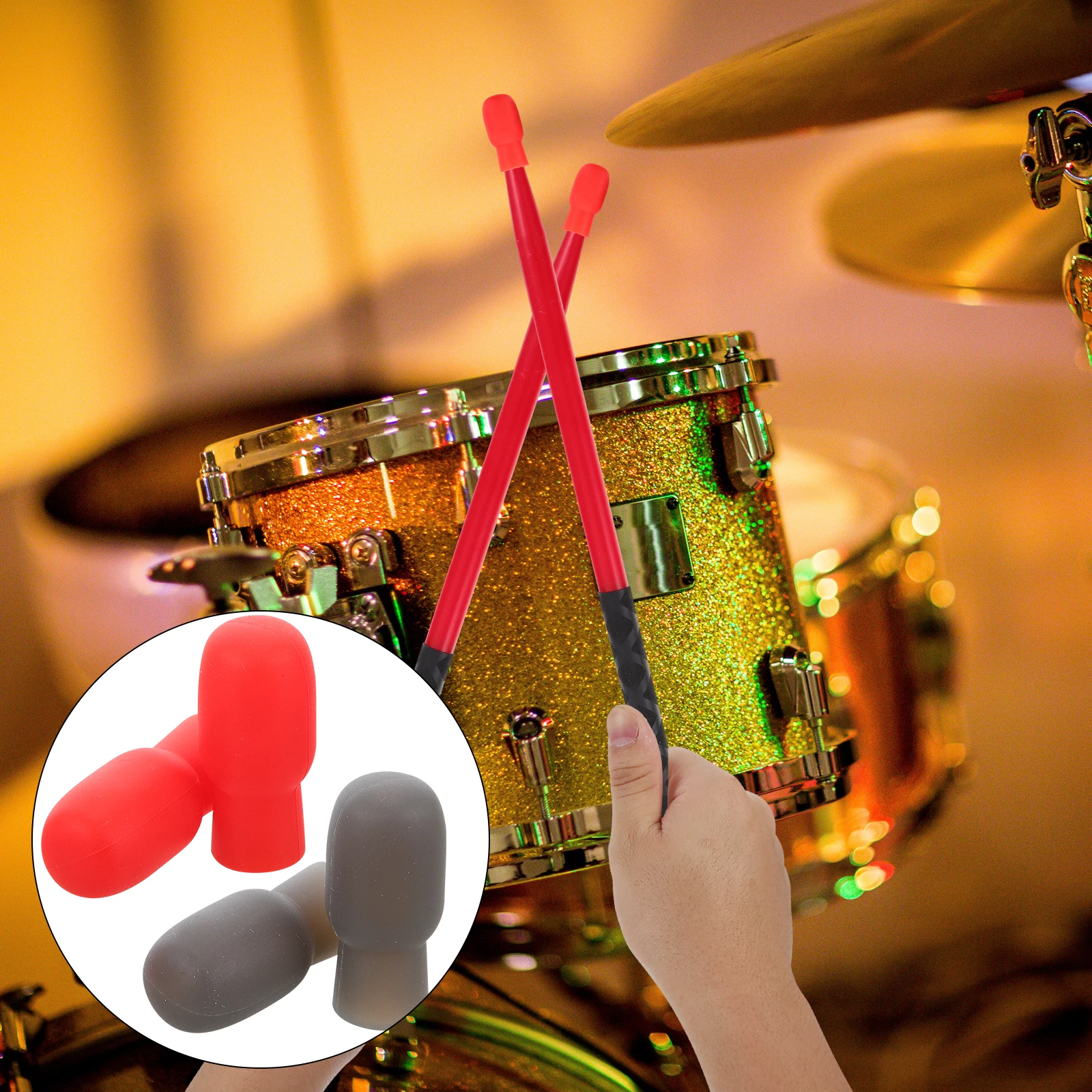 

4 Pcs Drumstick Protector Silent Cover Practice Quiet Tips Drumsticks Accessories and Parts