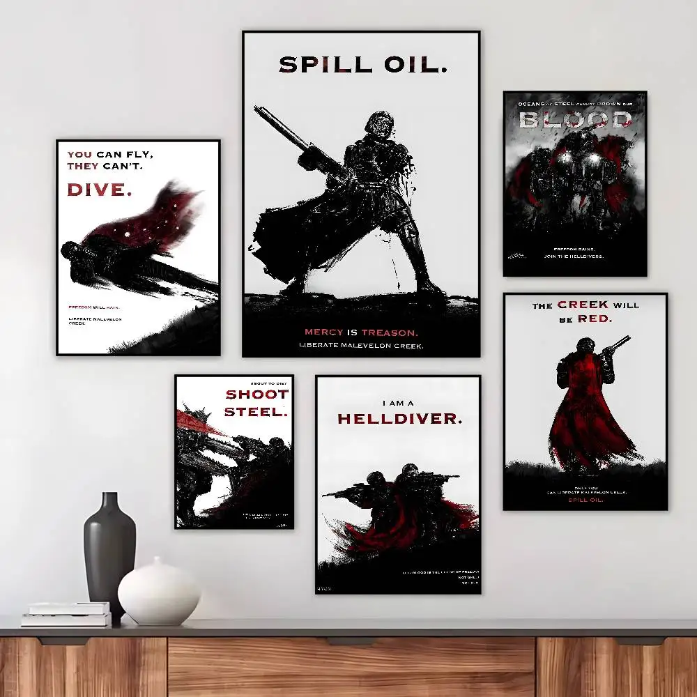 Classics Game Movie Helldivers II Poster Art HD Canvas Advanced Aesthetic Printing Paper Wall Art for Living Room Home Decor
