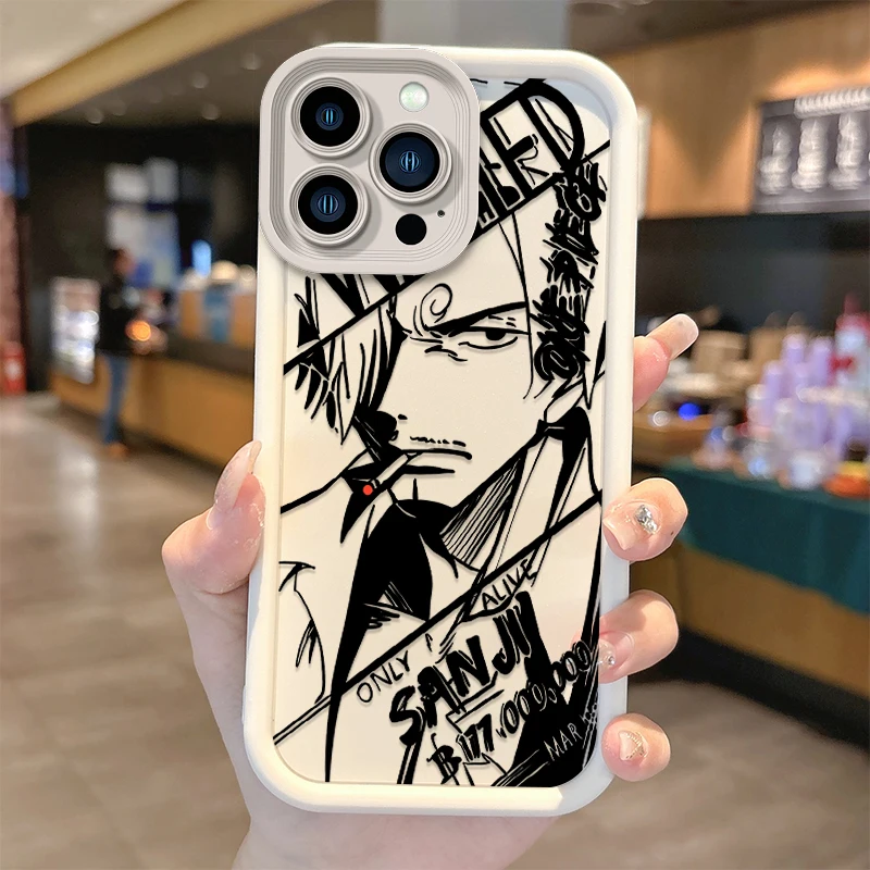 O-One Pieces Luffy Anime TPU Phone Case for iPhone 16 15 14 13 12 11 Pro Max 16 15 14 8 7 Plus X XS Max 8 7 Non-Slip Matte Cover