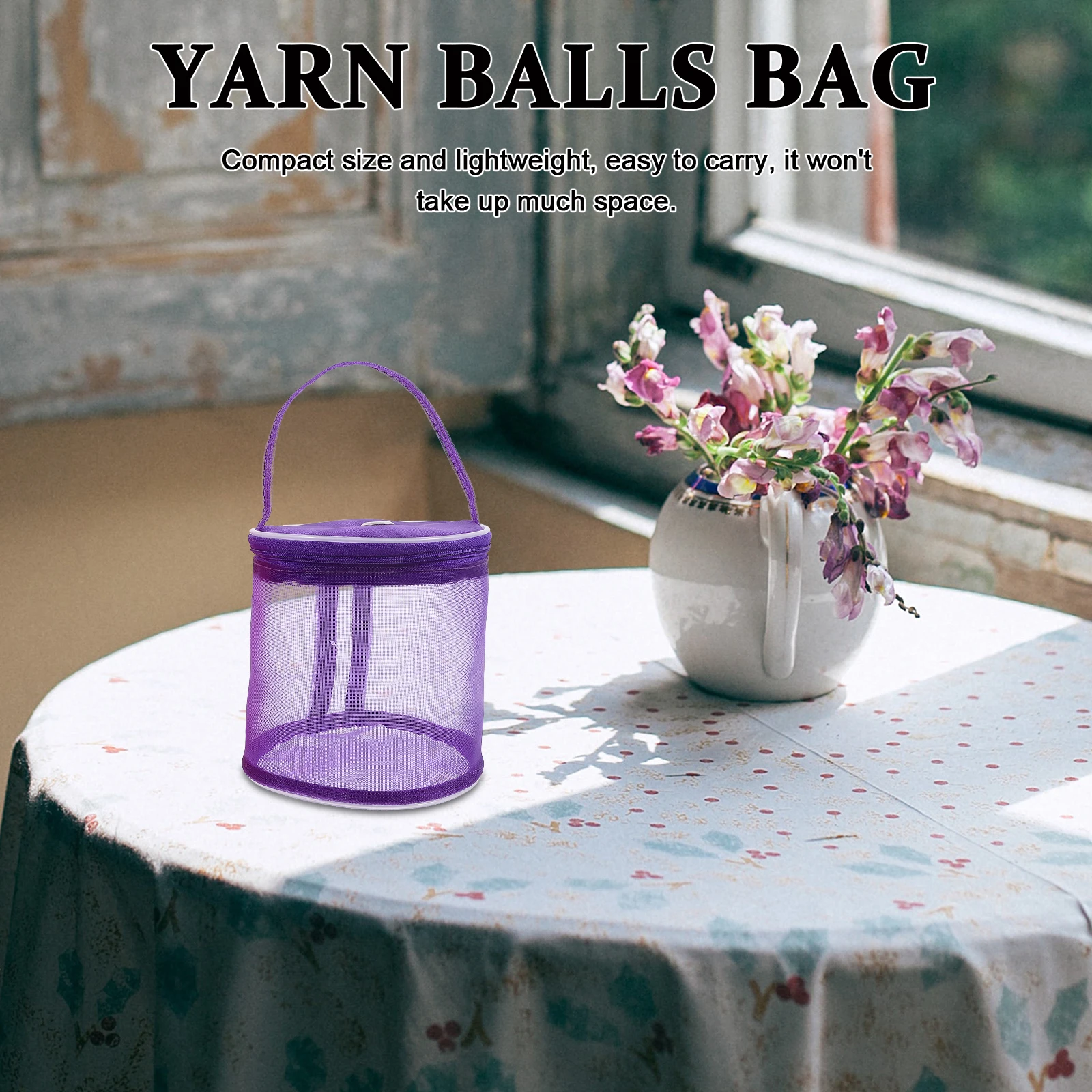 2Pcs Round Mesh Yarn Balls Storage Bag Lightweight Knitting Wool Container Travel Sewing Accessories Organizer Basket