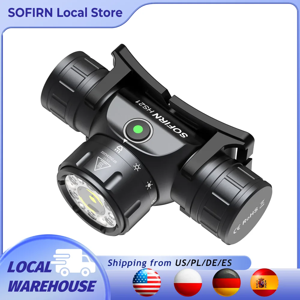 Sofirn HS21 2000lm EDC Headlamp 18650 USB C Rechargeable Fla