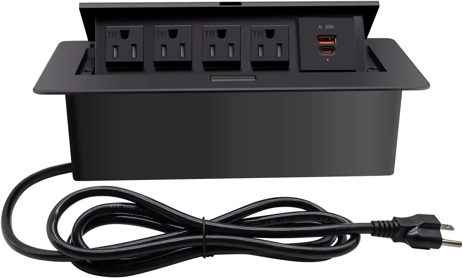 

Pop-Up Power Strip with 4 AC Outlets, USB-C PD 20W Fast Charging, 6.5ft UL Cable for Home and Office