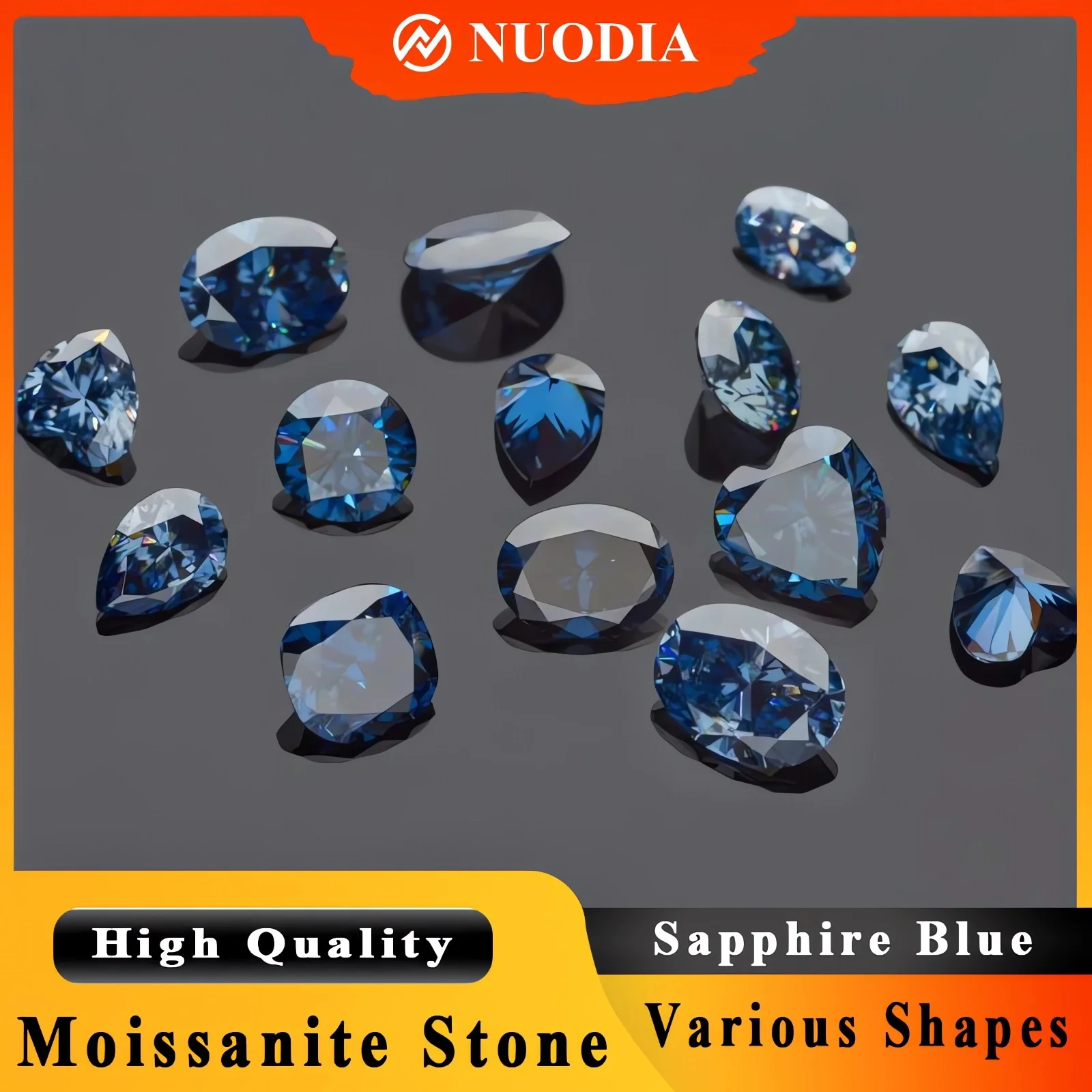 

New Sapphire Blue Moissanite Stone With Certificate Round/Pear/Emerald/Radiant/Oval/Princess/Heart/Cushion Cut Jewelry Making
