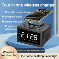 Bluetooth Speaker Stereo Loudspeaker Wireless Charger LED Screen Alarm Clock FM TF Card Fast Charging for iPhone Samsung Xiaomi