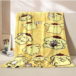 Sanrio Pompom Purin Dog Cartoon Flannel Blankets Anime Soft Fluffy Plush Blanket Sofa Office Quilt Throw Picnic Beach Towel