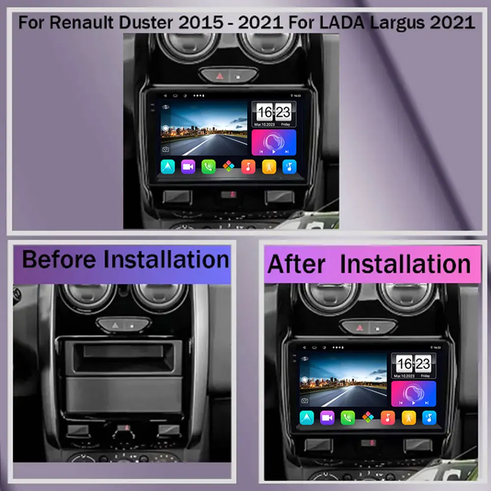 For Renault Duster 2015 - 2020 For LADA Largus 2021 Android 13 Car Navigation Multimedia Player Stereo Auto Radio BT No 2din DVD