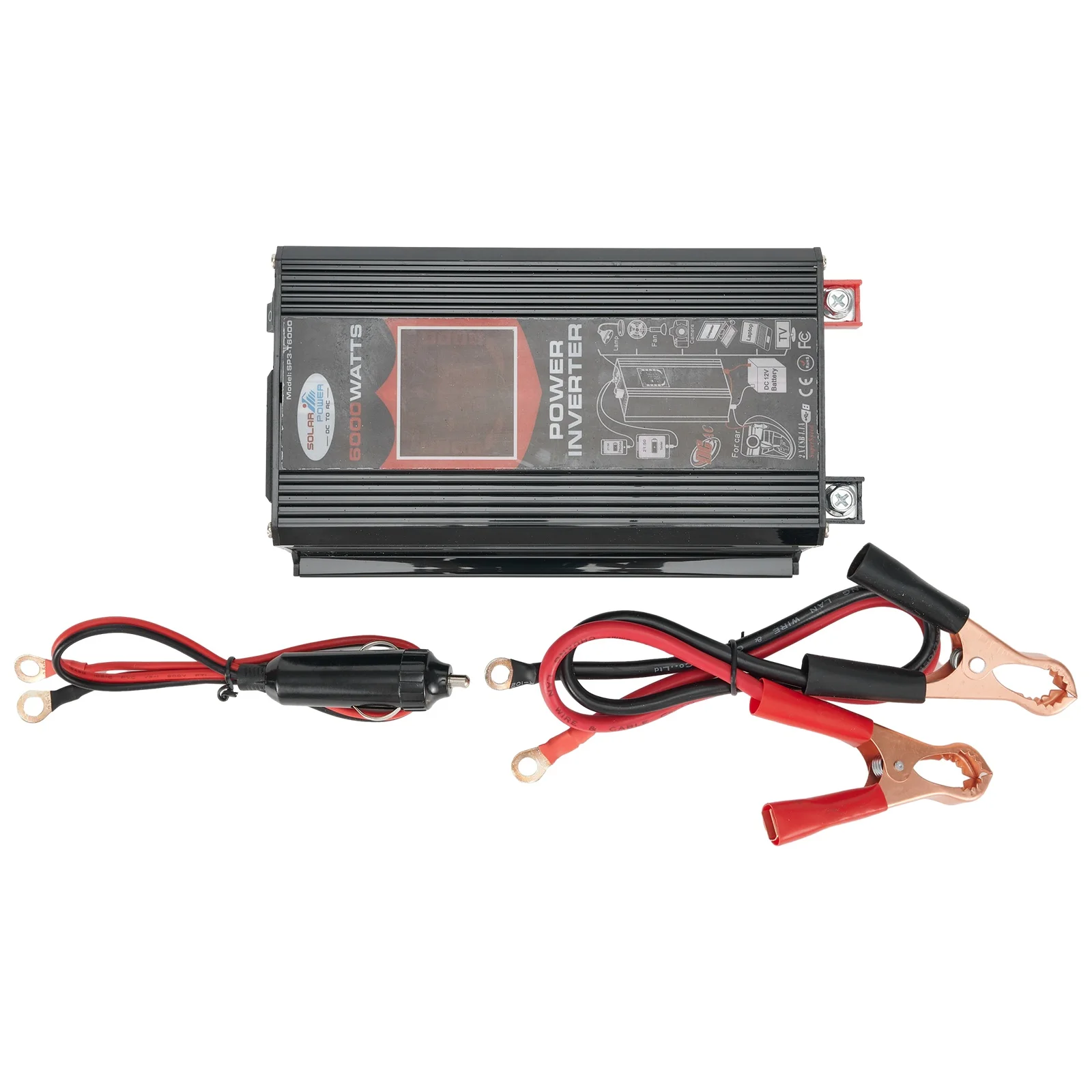 Convertidor de voltaje, inversor de potencia DC 12V a AC 110V, protección contra sobrecarga USB Dual, adaptador de cargador de coche de 6000W, equipo de energía