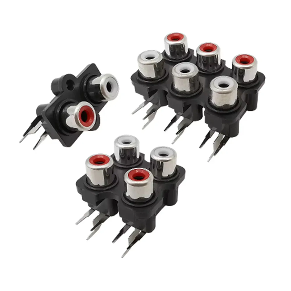 1Pcs 2/4/6 Hole RCA Female Plug Stereo Audio Jack Audio AV Socket Input Plug Lotus Series Amplifier Interface Signal Connection