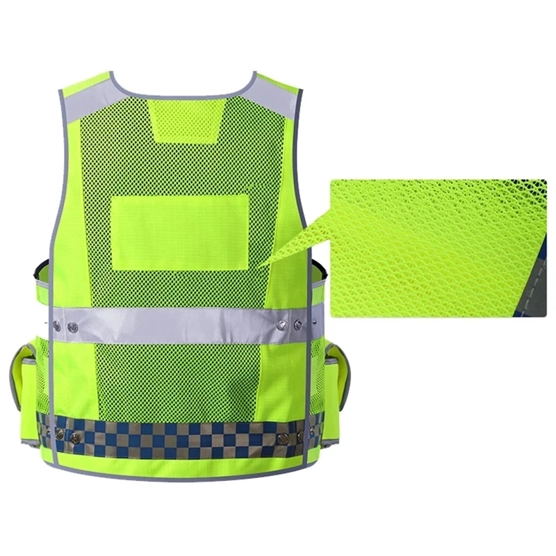 High Visibility Safety Vest Protective Front Zipper With Reflective Strips Oxford Mesh Work Cycling Sport Device Multi Pockets