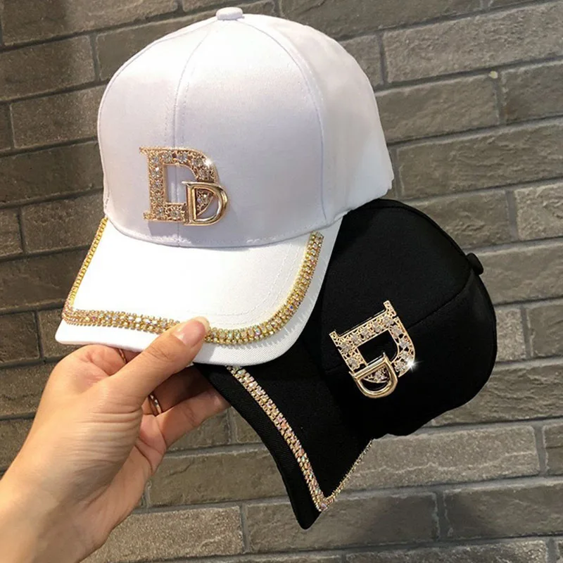 2026 Fashion Diamond D Letter Baseball Cap For Women Snapback Summer Outdoor Sun Protection Hat Autumn Casual Ladies Caps