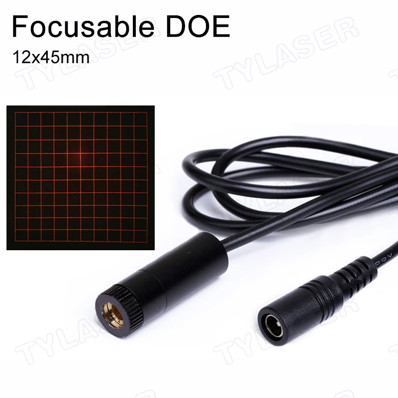 

DOE 650nm Red Laser Diode D12X45mm Adjustable Focus 1mW-100mW Square 10x10 Grid with 42 Degree Fan Angle Laser Module