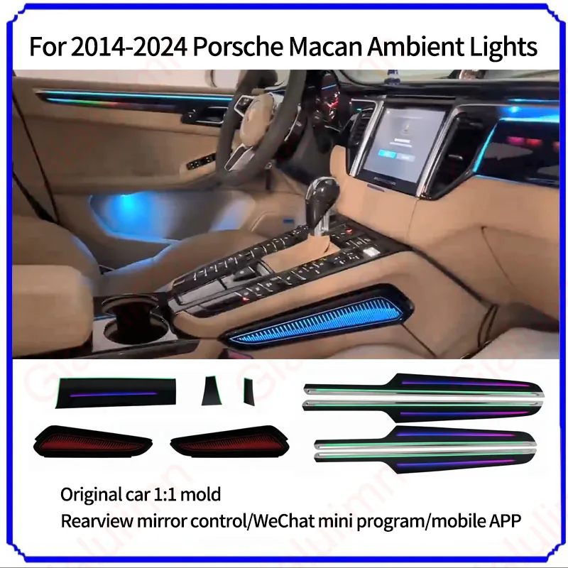Gialulimn LED-Ambientebeleuchtung für Macan 2014-2024 Atmosphäre Umgebungslicht Stimmungslicht Lampe Zierleiste Dekorative Beleuchtung