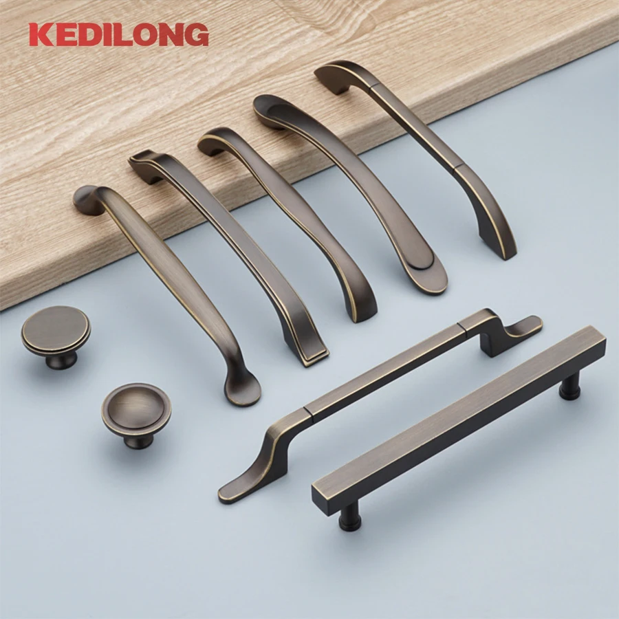 KEDLO Solid brass antique cabinet handle furniture hardware retro drawer pull handle