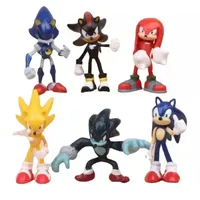 Set Mini Cute 6pcs Sonic PVC Character Toy Hedgehog Shadow Tail Figure Model Dolls Children Animal Toy Birthday Gift 6-7cm