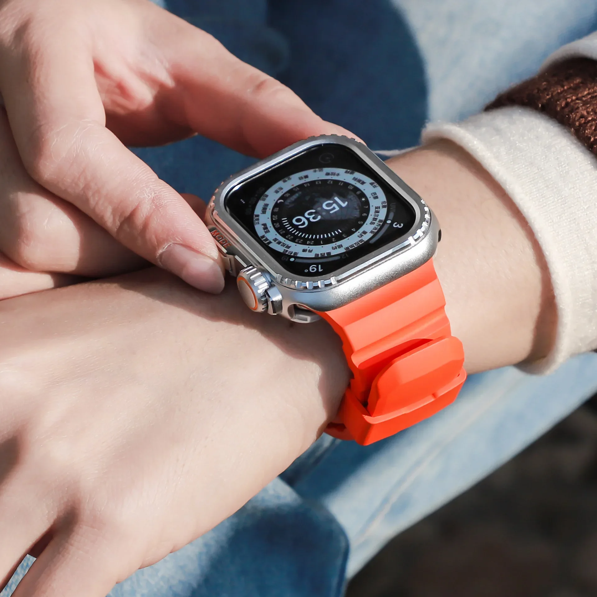 حزام مطاطي لساعة أبل الترا 2 الفرقة 49 ملم سيليكون الرياضة حلقة سوار لسلسلة iwatch 10 9 8 7 6 SE 46 مللي متر 45 مللي متر 44 مللي متر 42 مللي متر